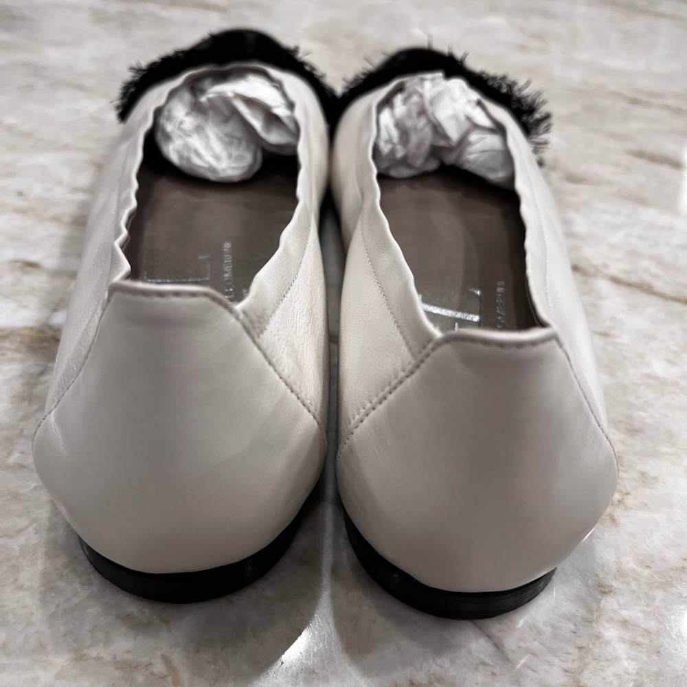 AGL Cap Toe Leather Ballet Flats White & Black Patent Size 40 Made in Italy - Picture 2 of 6